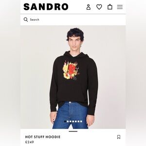 Sandro Black Hoodie with hot stuff Graphic